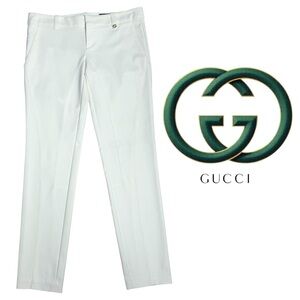 Gucci ecru off white low rise pants slimming ankle pants Size 42 US Size 6